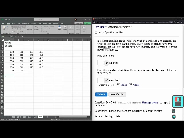 STATS 243 = HW 2.7.9 = Standard Deviation Of A Frequency Table Using Excel