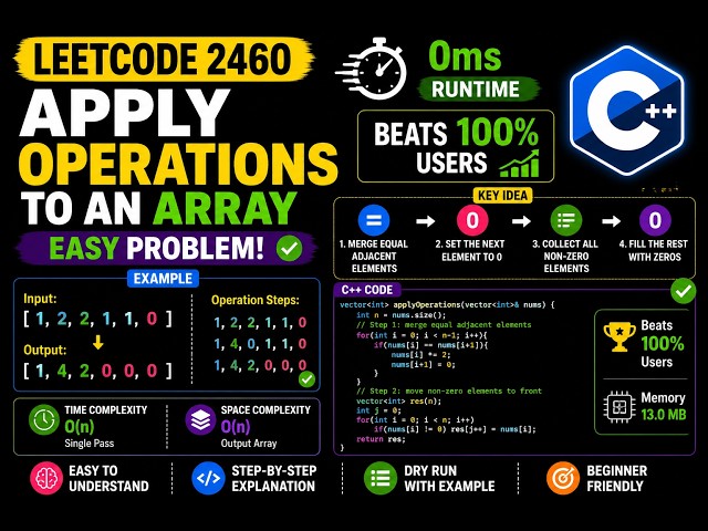 ⚡ Apply Operations to an Array in 0ms | LeetCode 2460 C++