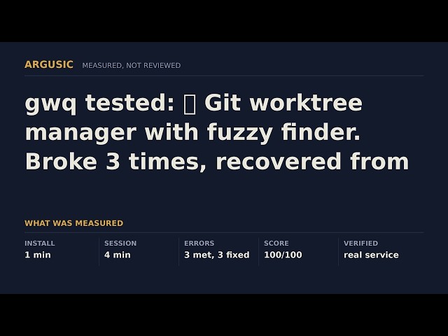 gwq tested: 🌳 Git worktree manager with fuzzy finder. Broke 3 times, recovered from every one.