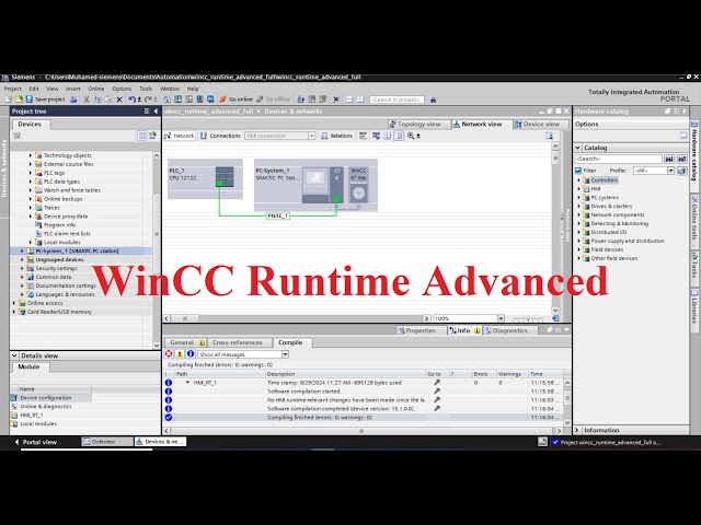 TIA Portal WinCC Runtime Advanced - file generation