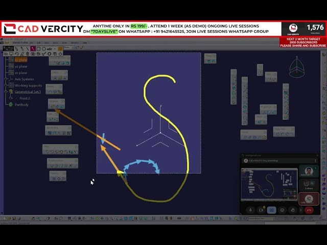 Generative Shape Design for Beginners Day-2 CAD-VERCITY #catia #cadsoftwaretraining #ugnx #cad