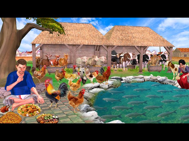 मुर्गी+बकरी +मछली Integrated Goat Chicken and Fish Farming Hindi Kahaniya Moral Stories