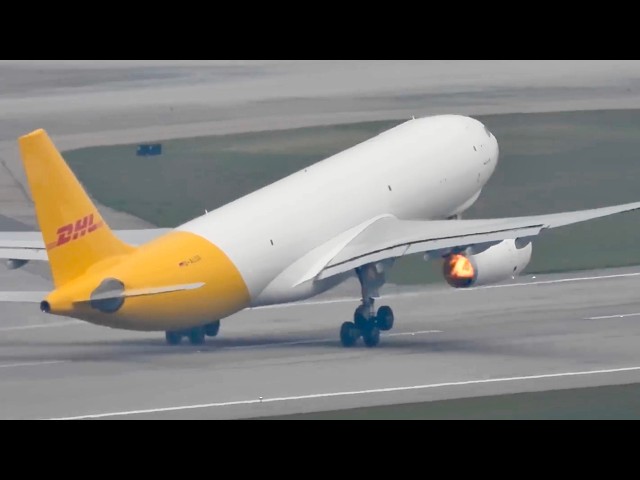 Plane Engine Catches Fire On Takeoff