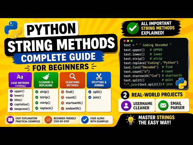 Python String Methods Explained with Examples | Complete Guide for Beginners 🐍