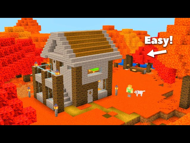 Survival Poplar Wood House 🍁🍂🏠✨ | Tutorial | Minecraft 