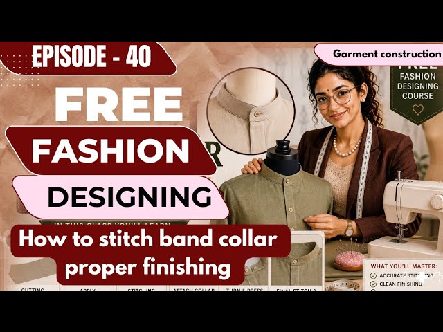 How to Stitch Band Collar Step by Step | Band Collar Stitching Tutorial | Fashion Designing - Free
