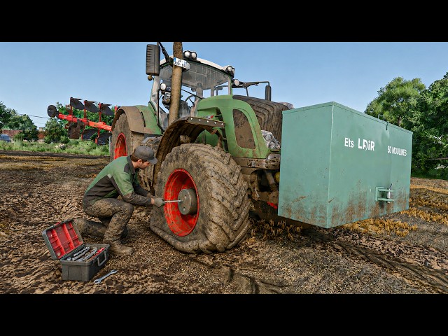 Repairing Flat Tire on Fendt Tractor | Realistic Tire system - FS25
