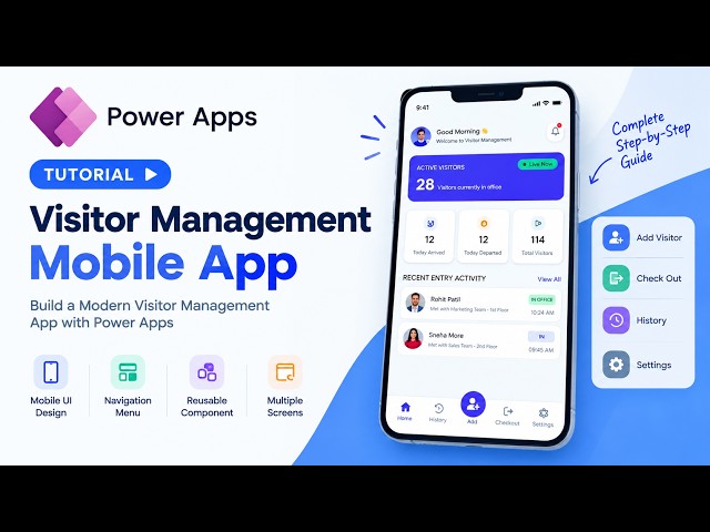 Power Apps Visitor Management App | Modern Mobile UI & Menu Component | Part 1