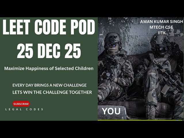 Maximize Happiness of Selected Children |LeetCode 3075| LeetCode Daily Challenge 3075| C++