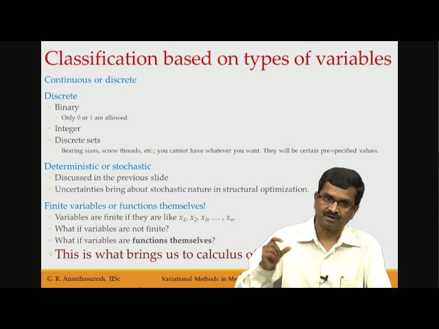 Lec2 Prat II Classification of optimization problems and the place of Calculus of Variations in it