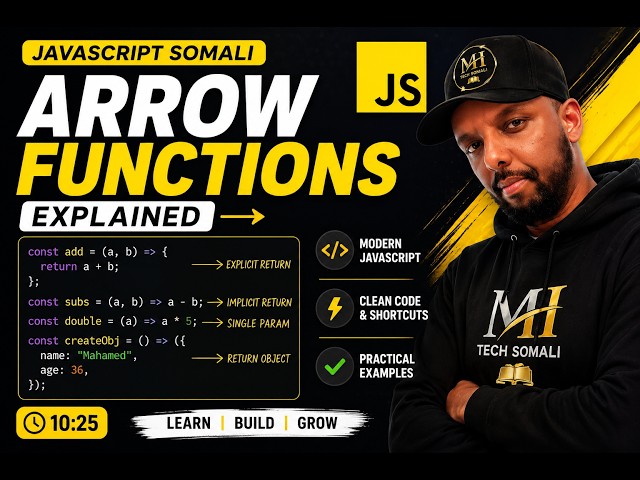 🚀 JavaScript Arrow Function Tutorial Somali | Return, Objects & Modern JS Explained