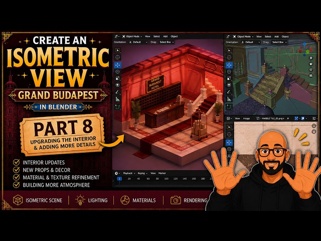 Create an Isometric view - Grand Budapest in blender - Part 8
