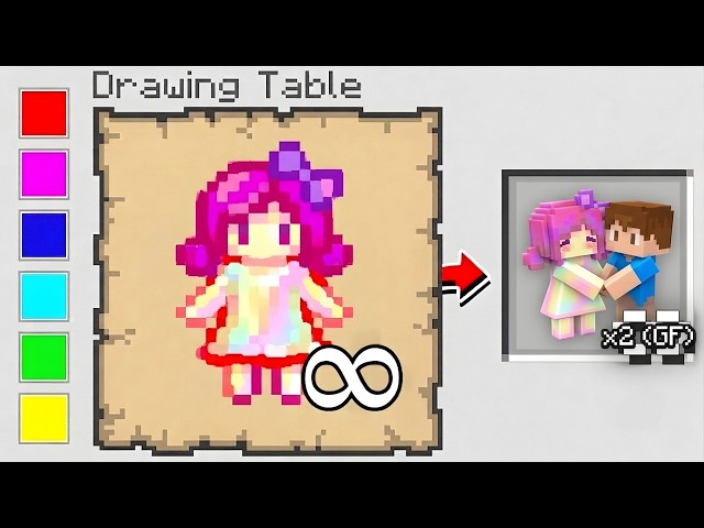 Minecraft But Anything I Draw, I Get it! GF !