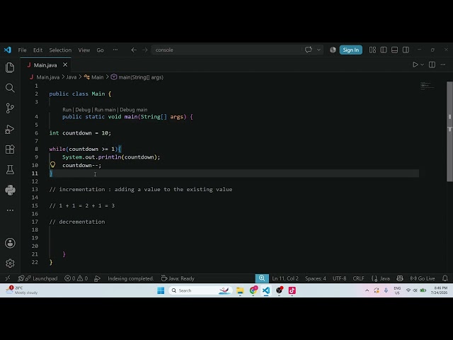 15. Java — While Loop Decrementation