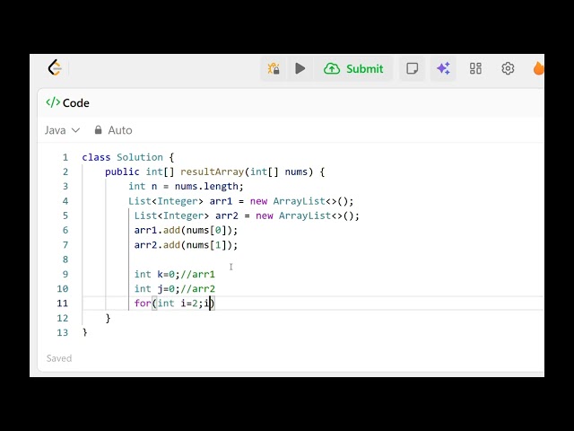 Leetcode 3069 Distribute elements into the array Java 