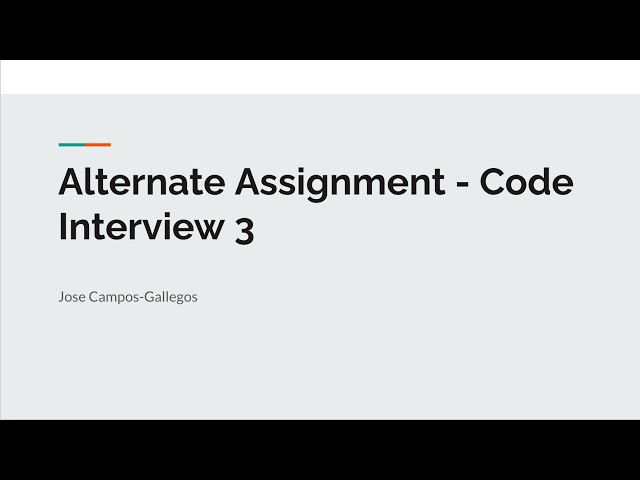 Alternative assignment 3