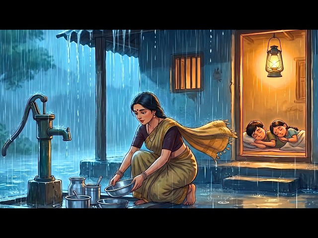 1990s Rainy Indian Village Life 🌧️ | A Village Mother's Rainy Day Routine | Ghibli Style ASMR