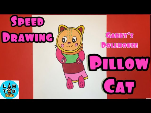 Speed Drawing Pillow Cat from Gabby's Dollhouse