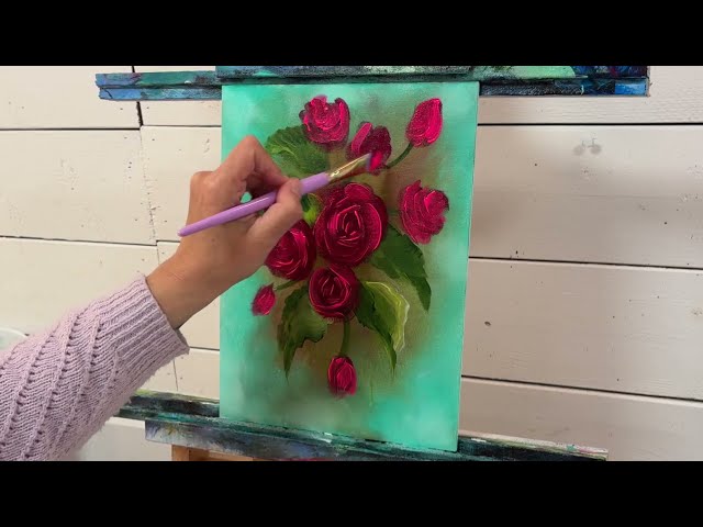 ￼Roses For The Absolute Beginner! Acrylic Painting tutorial 