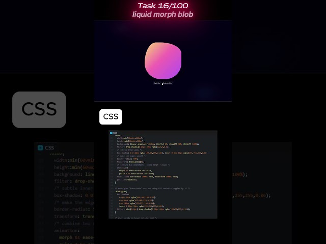 Liquid Morph Blob  - CSS Only Morphing Blob Animation #coding #frontendcourse #webdesign
