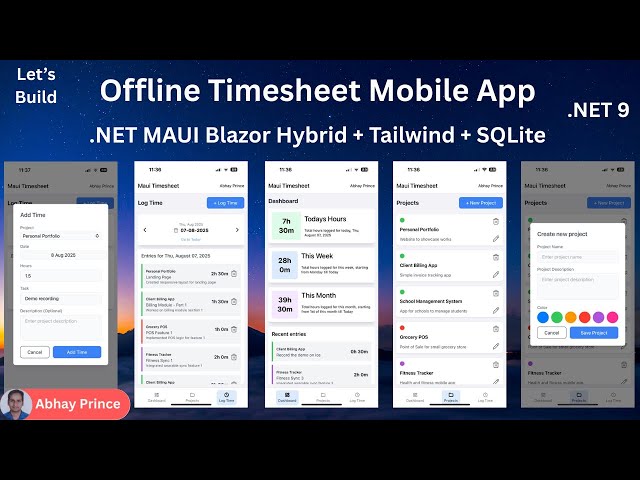 Build a Timesheet Mobile App | .NET MAUI Blazor Hybrid + Tailwind CSS + .NET 9 | Abhay Prince