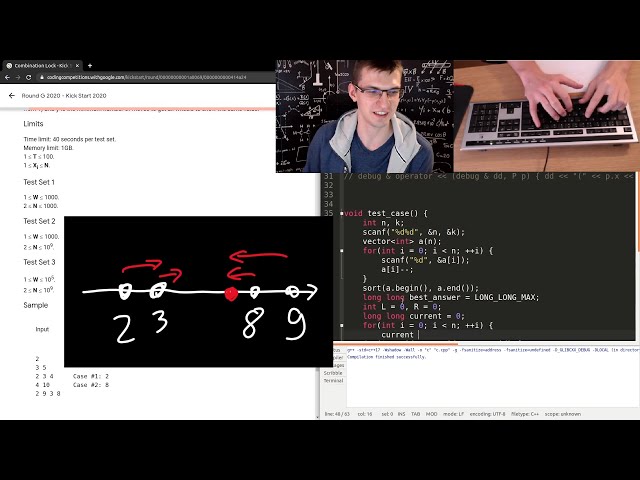 2nd Place in Google Kickstart 2020 G with keyboard-cam and commentary