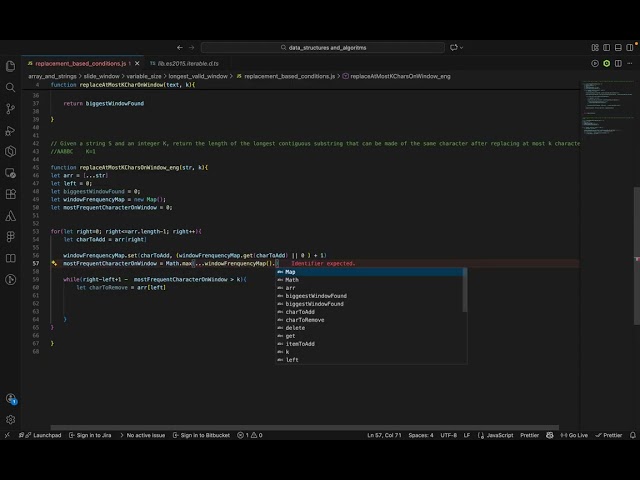 find the size of longest contiguous substring considering that we can change at most  k chars - ENG
