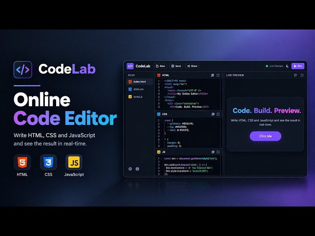Build Your Own Online Code Editor with HTML CSS JavaScript 🚀 #htmlcssjavascriptproject