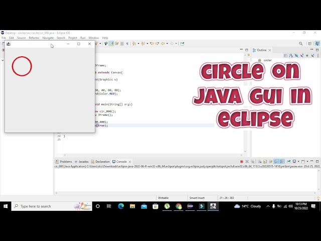 how to make a circle on gui of java eclipse | how to draw an oval shape on gui of java eclipse ide