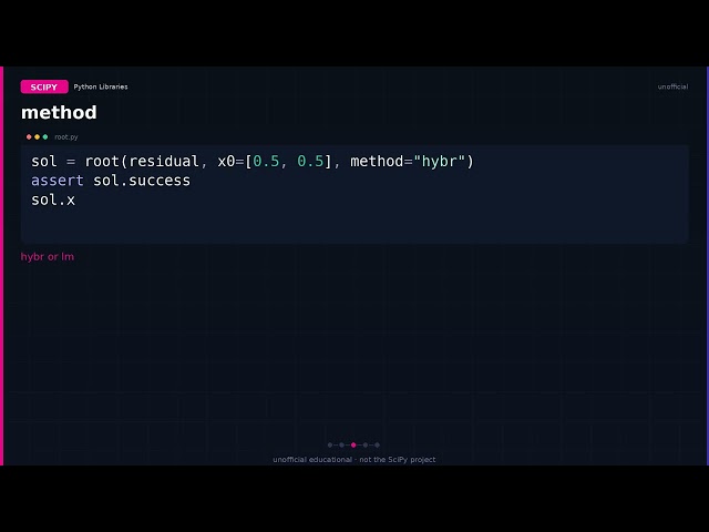scipy.optimize.root: solve f(x)=0 in N dimensions