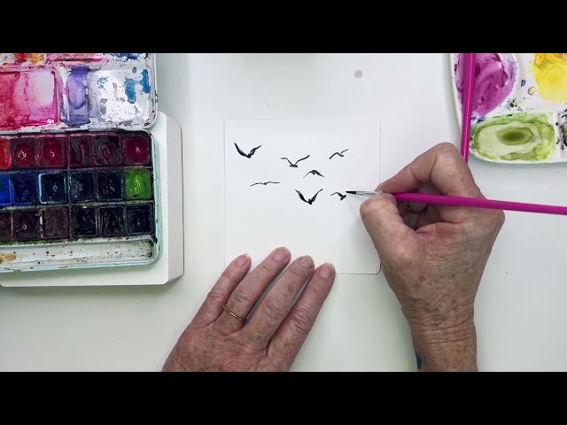 FUN ways to paint little watercolor black birds~  You will have fun with these :-)