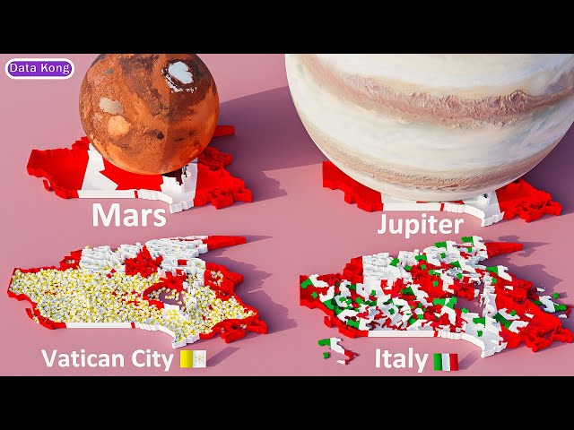 How Many Countries and Planets Can Fit in Canada | 3D Simulation