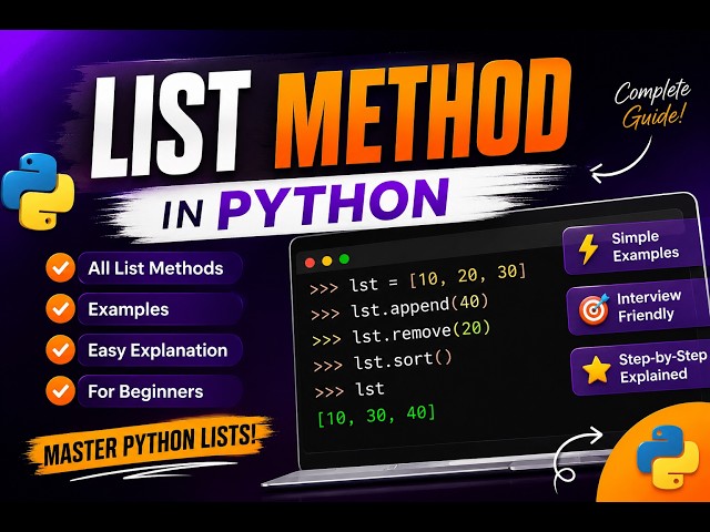 🐍 PYTHON LIST METHODS – MASTER THEM IN 3 MENTUNS!