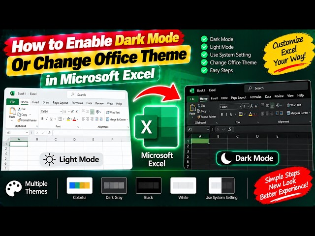 How to Enable Dark Mode Or Change Office Theme in Microsoft Excel