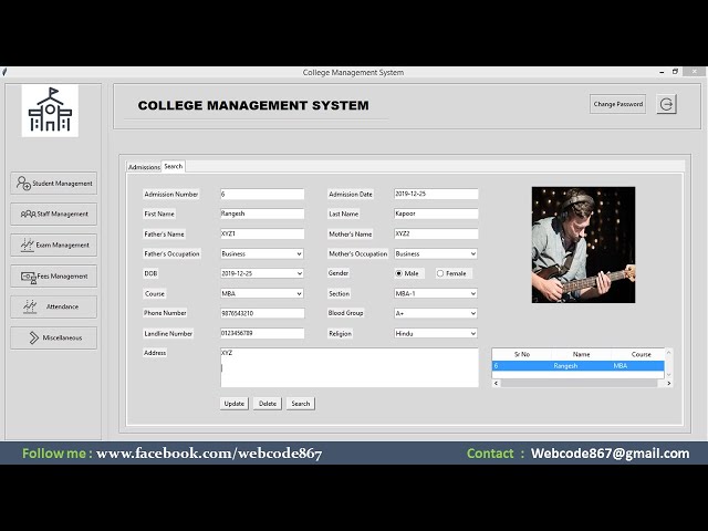 College Management System in Python with Database