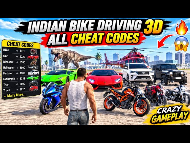 🔥😱 INDIAN BIKE DRIVING 3D | ALL CHEAT CODES 🏍️💥 | ANDROID GAMEPLAY