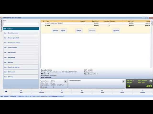 Ginesys Tutorials: How to make a bill in Ginesys POS
