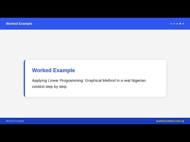 SS 2 Further Mathematics - Linear Programming: Graphical Method | Nigerian Curriculum
