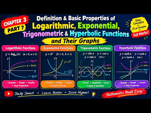 📚 Chapter 3 Part 7 | Exponential, Logarithmic, Trigonometric & Hyperbolic Functions 📈