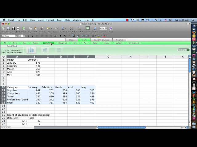 Excel 2008 for Mac  Charts Step 1