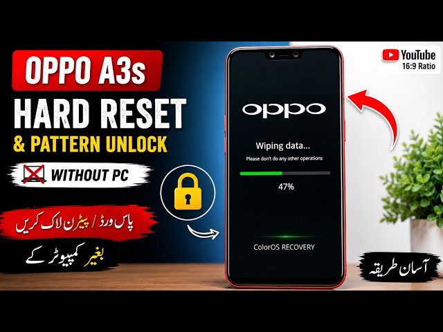 OPPO A3s Hard Reset & Pattern Unlock Without PC | Password Unlock | Screen Lock Remove