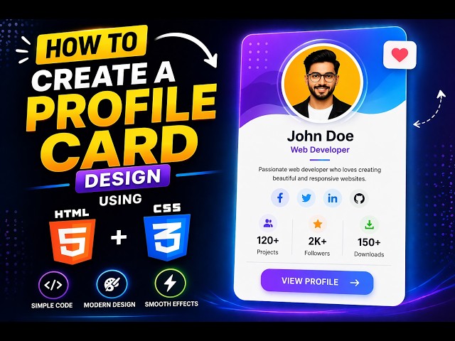 How to create a Profile Card Design Using HTML and CSS | Hover Profile Card