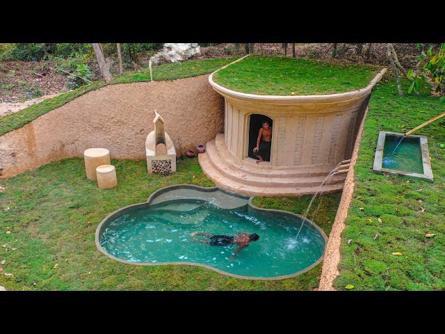 [ Full Video ] 30 Days Building A Modern Underground Hut With A Grass Roof And A Swimming Pool