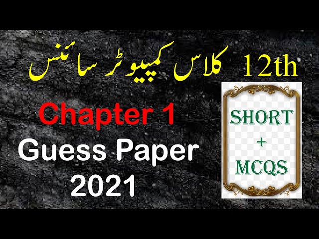 2nd year Computer  guess paper 2021 | Chapter 1,12th Class Computer Science important questions
