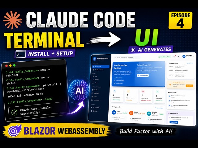 Claude Code Terminal Setup + Figma UI + Blazor WebAssembly UI Generation | Malayalam | Episode 4