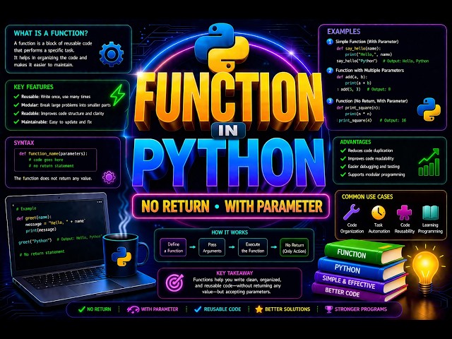 Function In Python | No Return With Parameter In Python