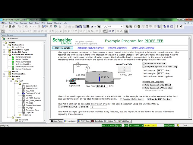 Overview of the UnityPro PIDFF EFB - Tank Level Control Example Application
