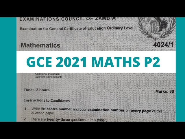2021 GCE MATHS P2