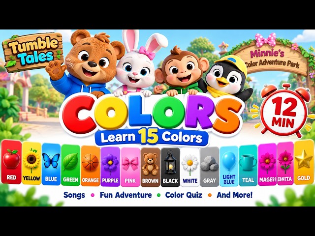 Learn Colors & Count 1–20 🌈🔢 | 15 Colors + Fun Quiz | Tumble Tales