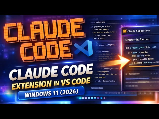 Claude Code Extension in VS Code (Windows 11)—Free AI Coding Guide 2026